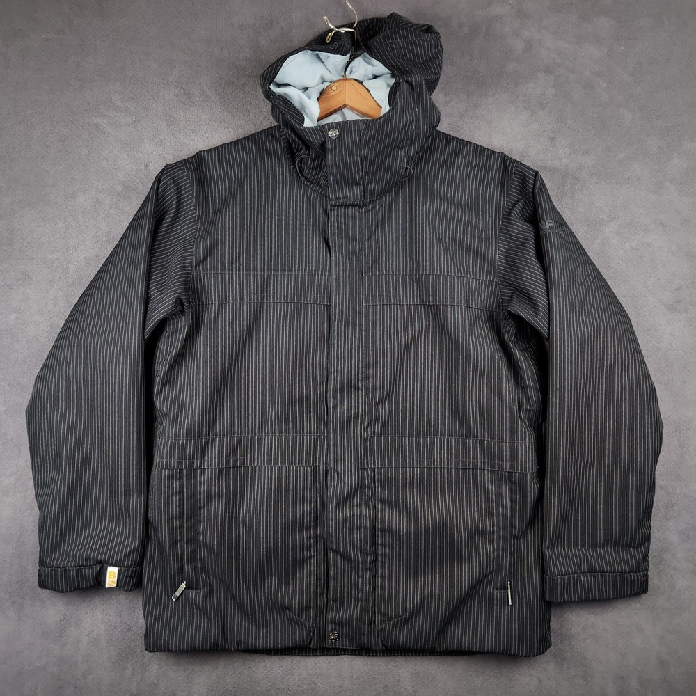 Bonfire Snowboarding Jacket Mens XL Black Pinstripe 20th Anniversary Winter Coat